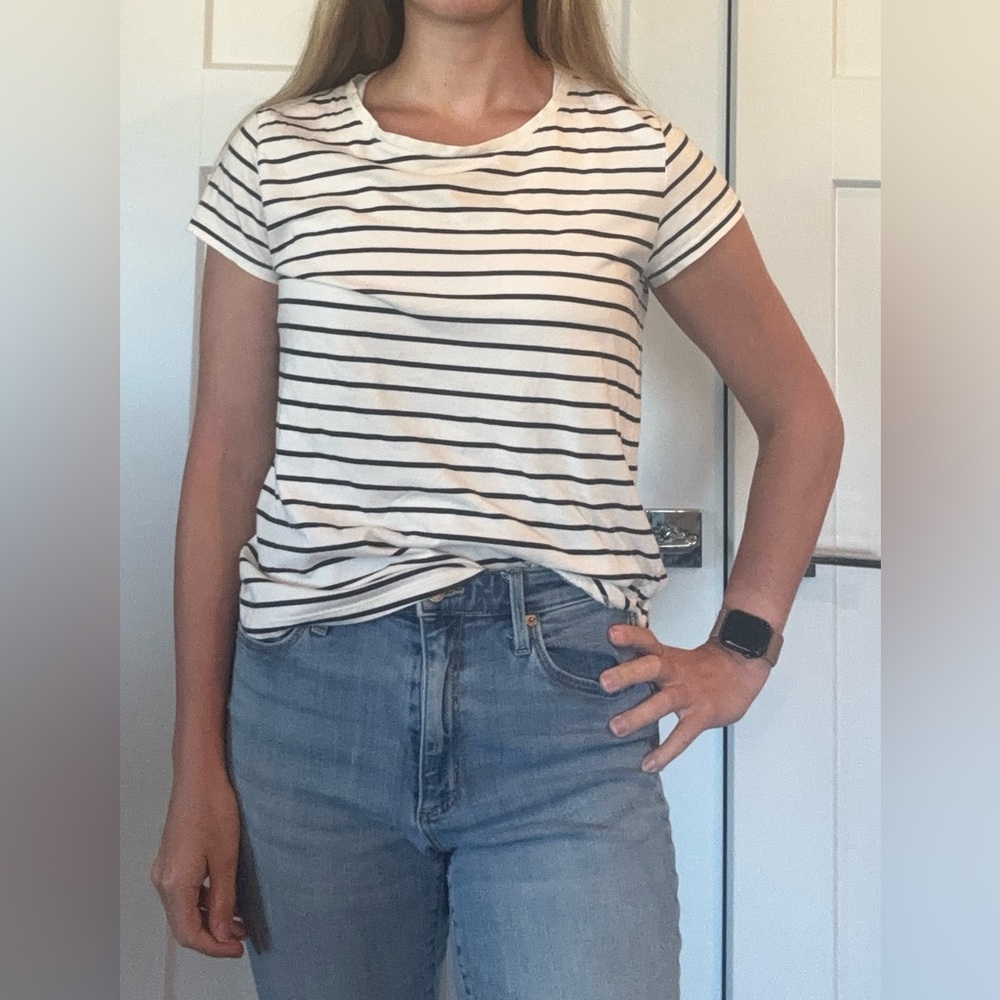 H&M Black and White Fitted Short Sleeve T-Shirt